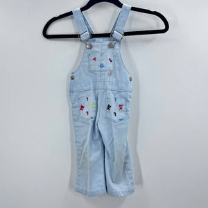 Vintage Billy The Kid Light Blue Embroidered Overalls Pocket 2T 24 Months Button